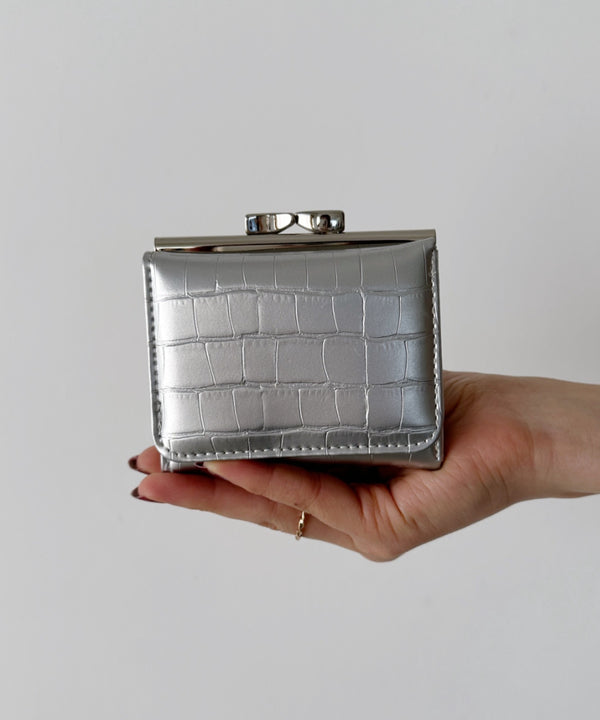クロコ型押し がま口ミニウォレット | C6191011 | シルバー