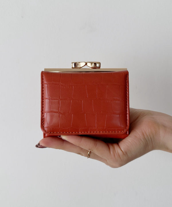 クロコ型押し がま口ミニウォレット | C6191011 | テラコッタ