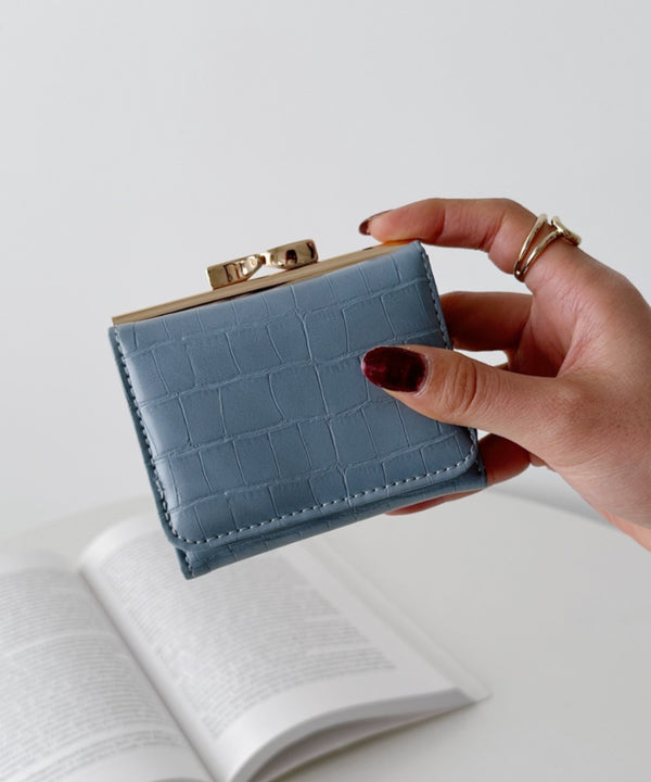 クロコ型押し がま口ミニウォレット | C6191011 | ライトブルー