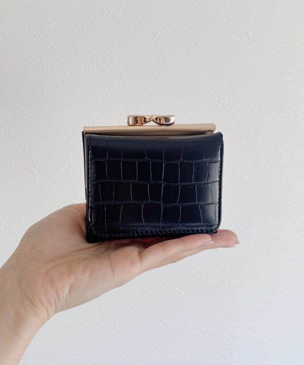 クロコ型押し がま口ミニウォレット | C6191011 | ブラック