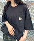 Carhartt(カーハート) /USA規格 ヘビーウェイト ルーズフィット ポケT ビッグサイズ オーバーサイズ ユニセックス ポケット付き コットン 半袖 Tシャツ 5部袖 1/2スリーブ | L2202001 | ブラック