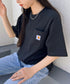 Carhartt(カーハート) /USA規格 ヘビーウェイト ルーズフィット ポケT ビッグサイズ オーバーサイズ ユニセックス ポケット付き コットン 半袖 Tシャツ 5部袖 1/2スリーブ | L2202001 | ブラック