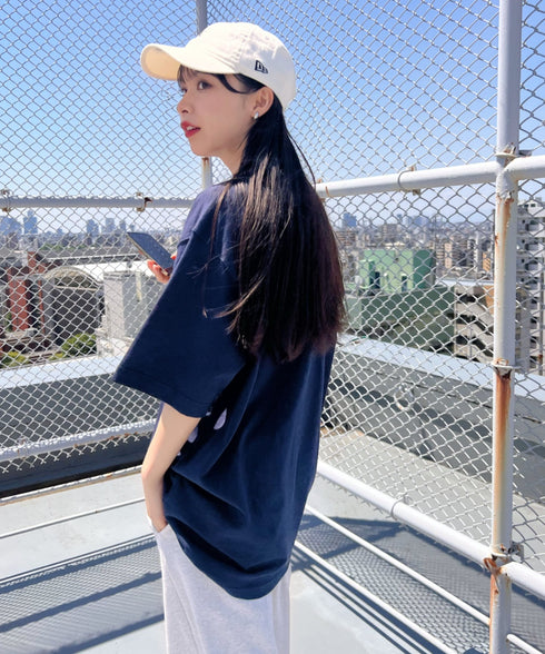 Carhartt(カーハート) /USA規格 ヘビーウェイト ルーズフィット ポケT ビッグサイズ オーバーサイズ ユニセックス ポケット付き コットン 半袖 Tシャツ 5部袖 1/2スリーブ | L2202001 | ネイビー