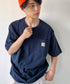Carhartt(カーハート) /USA規格 ヘビーウェイト ルーズフィット ポケT ビッグサイズ オーバーサイズ ユニセックス ポケット付き コットン 半袖 Tシャツ 5部袖 1/2スリーブ | L2202001 | ネイビー