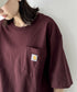 Carhartt(カーハート) /USA規格 ヘビーウェイト ルーズフィット ポケT ビッグサイズ オーバーサイズ ユニセックス ポケット付き コットン 半袖 Tシャツ 5部袖 1/2スリーブ | L2202001 | ワインレッド