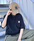 Carhartt(カーハート) /USA規格 ヘビーウェイト ルーズフィット ポケT ビッグサイズ オーバーサイズ ユニセックス ポケット付き コットン 半袖 Tシャツ 5部袖 1/2スリーブ | L2202001 | ブラック