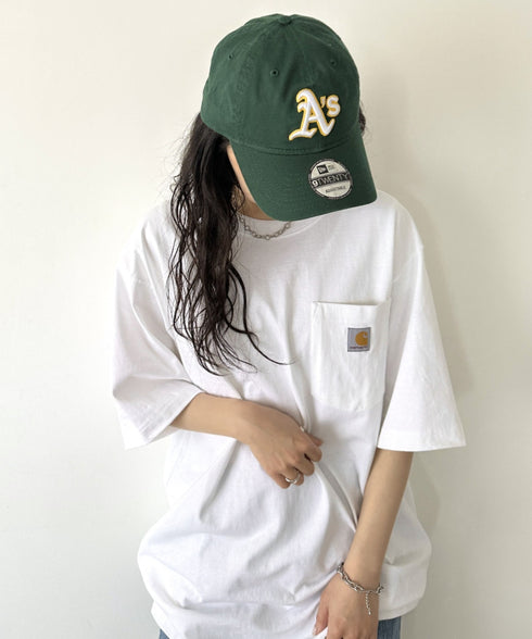 Carhartt(カーハート) /USA規格 ヘビーウェイト ルーズフィット ポケT ビッグサイズ オーバーサイズ ユニセックス ポケット付き コットン 半袖 Tシャツ 5部袖 1/2スリーブ | L2202001 | ホワイト