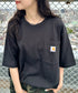 Carhartt(カーハート) /USA規格 ヘビーウェイト ルーズフィット ポケT ビッグサイズ オーバーサイズ ユニセックス ポケット付き コットン 半袖 Tシャツ 5部袖 1/2スリーブ | L2202001 | ブラック