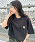 Carhartt(カーハート) /USA規格 ヘビーウェイト ルーズフィット ポケT ビッグサイズ オーバーサイズ ユニセックス ポケット付き コットン 半袖 Tシャツ 5部袖 1/2スリーブ | L2202001 | ブラック