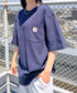Carhartt(カーハート) /USA規格 ヘビーウェイト ルーズフィット ポケT ビッグサイズ オーバーサイズ ユニセックス ポケット付き コットン 半袖 Tシャツ 5部袖 1/2スリーブ | L2202001 | ネイビー