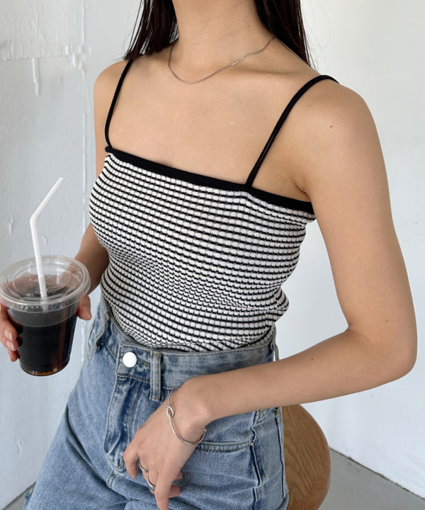 【全23色】ダブルストラップ スクエア リブ キャミソール | C2201026 | ブラック系その他