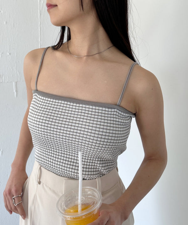 【全23色】ダブルストラップ スクエア リブ キャミソール | C2201026 | グレー系その他