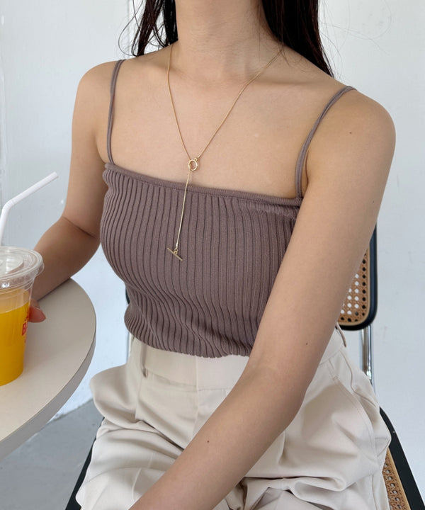 【全23色】ダブルストラップ スクエア リブ キャミソール | C2201026 | グレイッシュベージュ