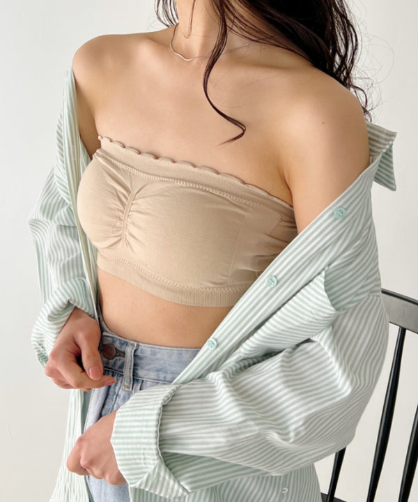 カップ付 ストラップレスフリルブラトップ | C2202021 | ベージュ