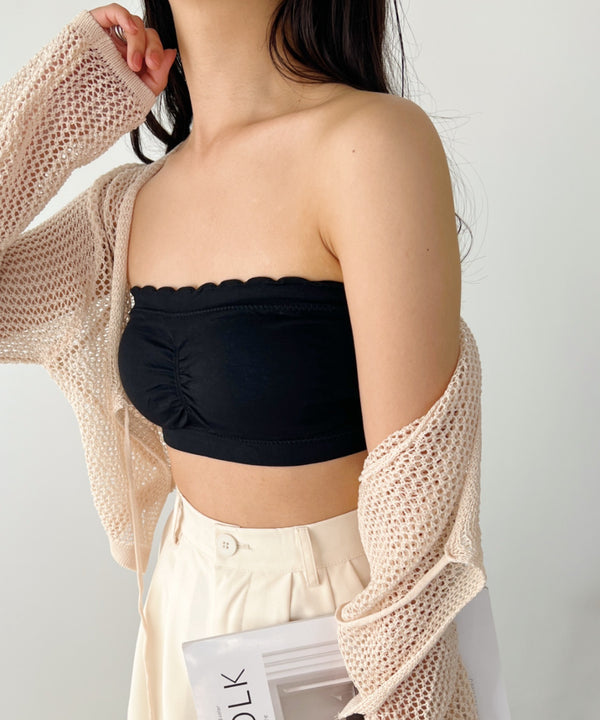 カップ付 ストラップレスフリルブラトップ | C2202021 | ブラック