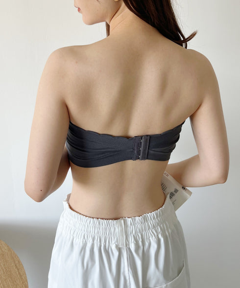 カップ付 ストラップレスフリルブラトップ | C2202021 | チャコールグレー