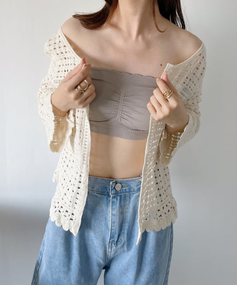 カップ付 ストラップレスフリルブラトップ | C2202021 | グレイッシュベージュ