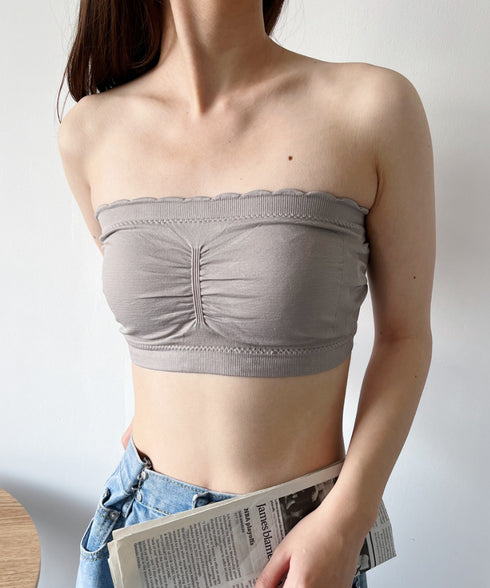 カップ付 ストラップレスフリルブラトップ | C2202021 | グレイッシュベージュ