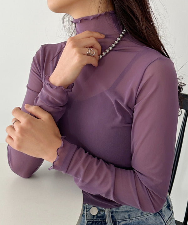 メロウハイネックシアーインナートップス | C2203006 | パープル系その他
