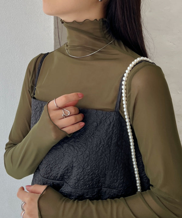 メロウハイネックシアーインナートップス | C2203006 | カーキ