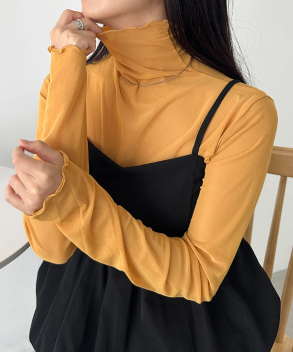 メロウハイネックシアーインナートップス | C2203006 | マスタード