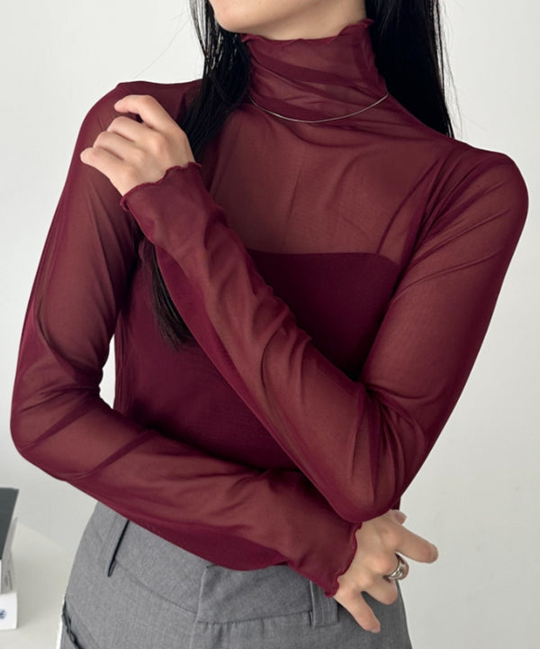 メロウハイネックシアーインナートップス | C2203006 | ワインレッド