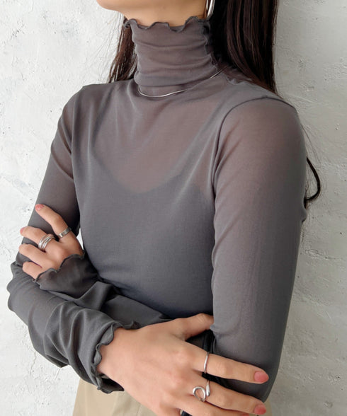 メロウハイネックシアーインナートップス | C2203006 | グレー