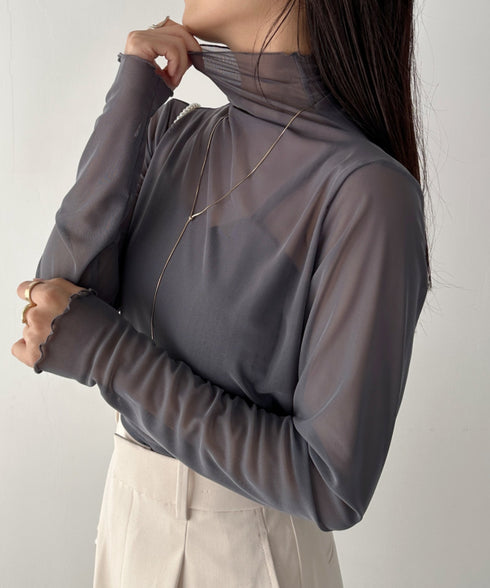 メロウハイネックシアーインナートップス | C2203006 | グレー