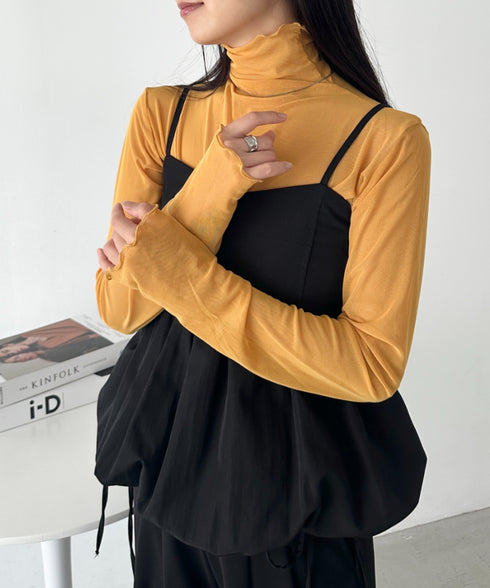 メロウハイネックシアーインナートップス | C2203006 | マスタード