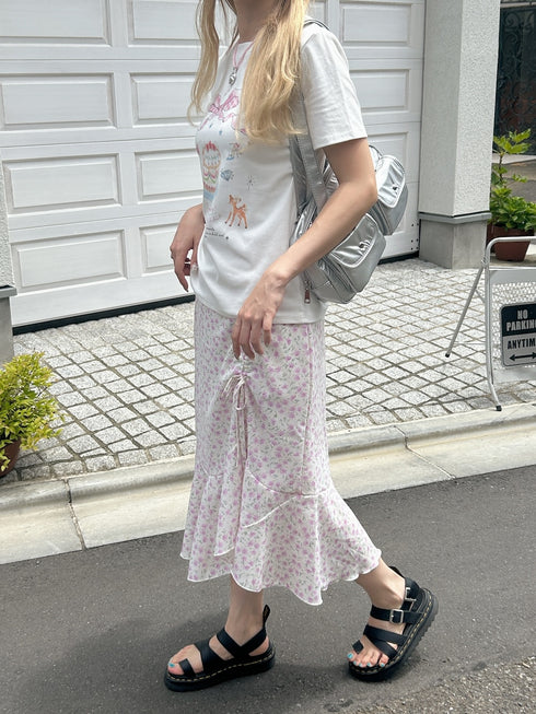 小花柄サイドドロストスカート | SL2242674 | パープル