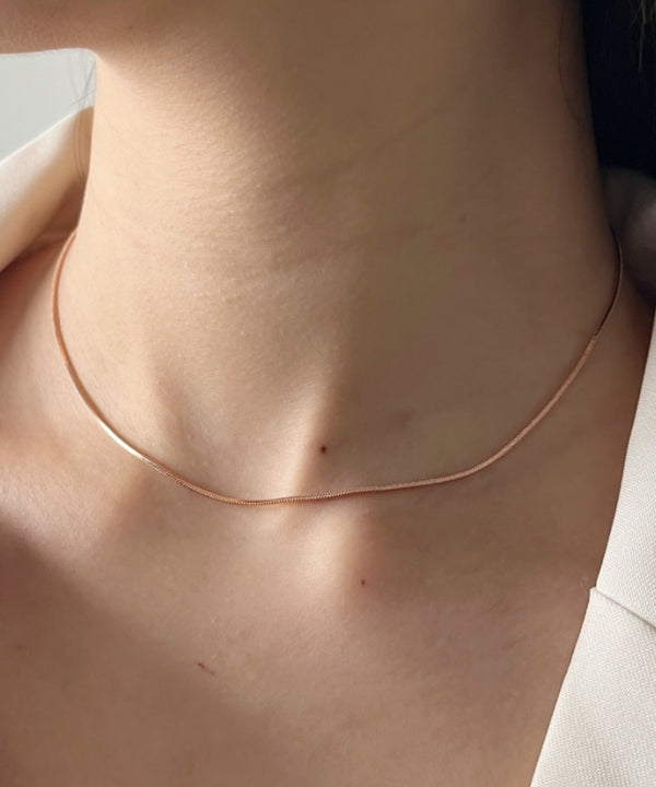 1mmシンプルスネークチェーンネックレス/simple snake necklace | IS4212018 | ピンク