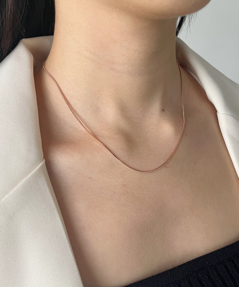 1mmシンプルスネークチェーンネックレス/simple snake necklace | IS4212018 | ピンク