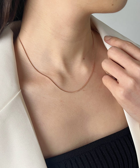 1mmシンプルスネークチェーンネックレス/simple snake necklace | IS4212018 | ピンク