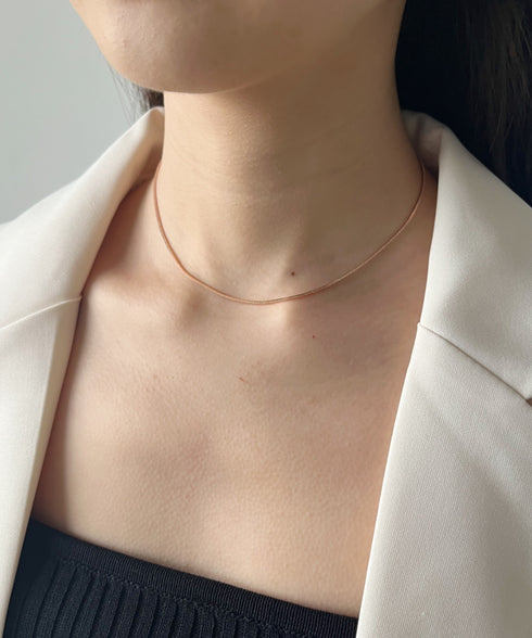 1mmシンプルスネークチェーンネックレス/simple snake necklace | IS4212018 | ピンク