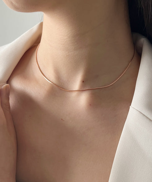 1mmシンプルスネークチェーンネックレス/simple snake necklace | IS4212018 | ピンク