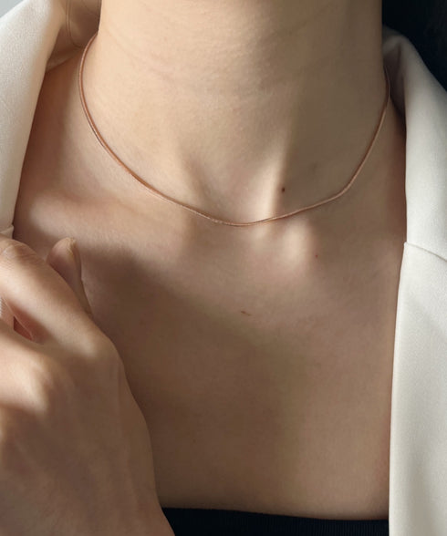 1mmシンプルスネークチェーンネックレス/simple snake necklace | IS4212018 | ピンク