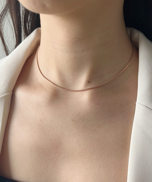 1mmシンプルスネークチェーンネックレス/simple snake necklace | IS4212018 | ピンク