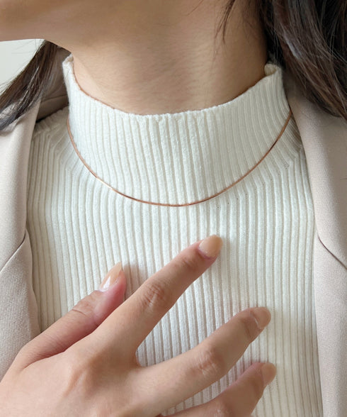 1mmシンプルスネークチェーンネックレス/simple snake necklace | IS4212018 | ピンク