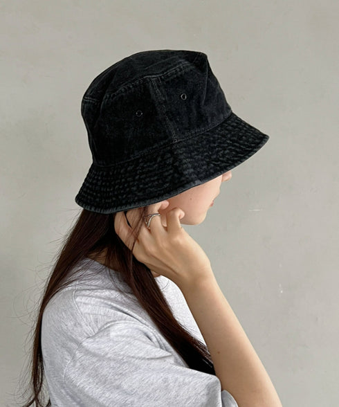 【newhattan】 ニューハッタン サイズ展開あり バケットハット ツイル デニム ユニセックス/buckethat | L5211001 | ブラック系その他