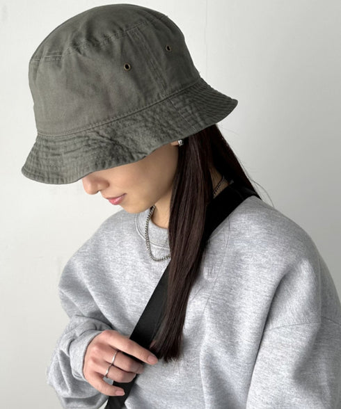 【newhattan】 ニューハッタン サイズ展開あり バケットハット ツイル デニム ユニセックス/buckethat | L5211001 | カーキ