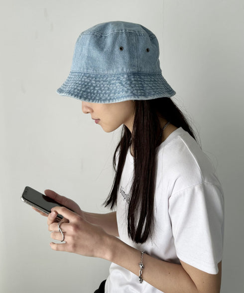 【newhattan】 ニューハッタン サイズ展開あり バケットハット ツイル デニム ユニセックス/buckethat | L5211001 | ライトインディゴブルー