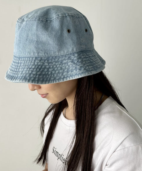 【newhattan】 ニューハッタン サイズ展開あり バケットハット ツイル デニム ユニセックス/buckethat | L5211001 | ライトインディゴブルー