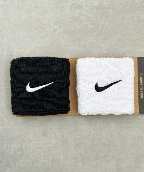 NIKE(ナイキ)/2個セット スウッシュ 刺繍 無地 リストバンド 2パック | IL4212001 | ホワイト×ブラック