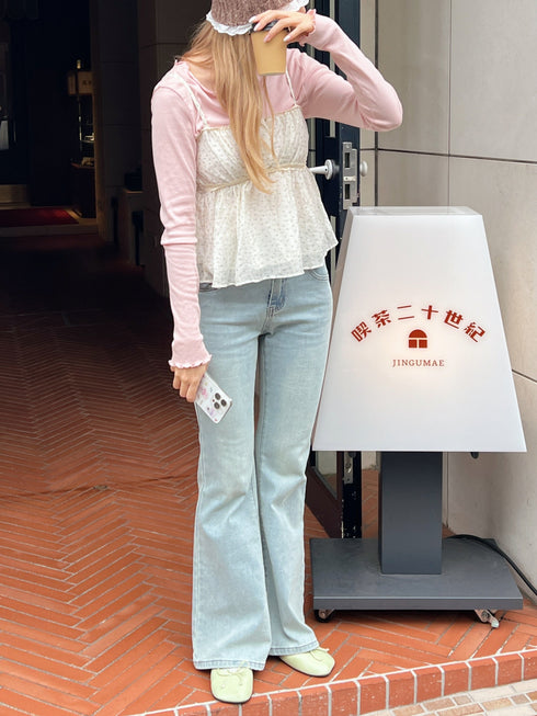 バックリボンポイントフレアデニム | SL2242643 | ブルー