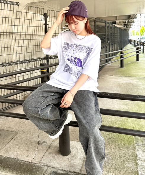 THE NORTH FACE(ザ・ノースフェイス)/ビッグロゴ プリント バンダナ 半袖 Tシャツ/M'S BANDANA S/S R/TEE | IM2251068 | ホワイト