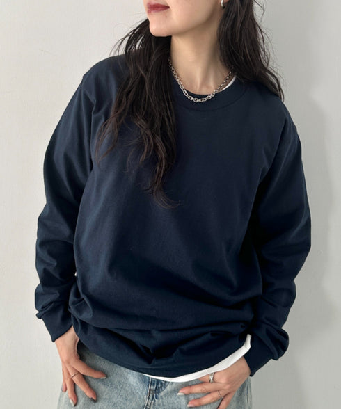 PRO CLUB(プロクラブ) / 6.5オンス スーパーヘビーウェイト クルーネック 長袖 無地 ロンT / Heavyweight Cotton Long Crew Neck T-Shirt | IM2213016 | ネイビー