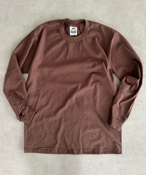 PRO CLUB(プロクラブ) / 6.5オンス スーパーヘビーウェイト クルーネック 長袖 無地 ロンT / Heavyweight Cotton Long Crew Neck T-Shirt | IM2213016 | ブラウン