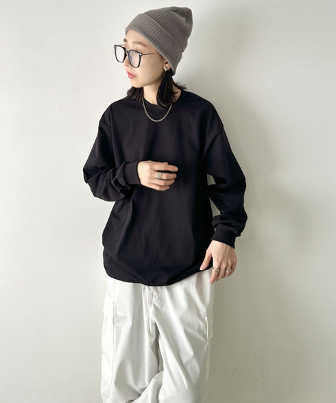 PRO CLUB(プロクラブ) / 6.5オンス スーパーヘビーウェイト クルーネック 長袖 無地 ロンT / Heavyweight Cotton Long Crew Neck T-Shirt | IM2213016 | ブラック