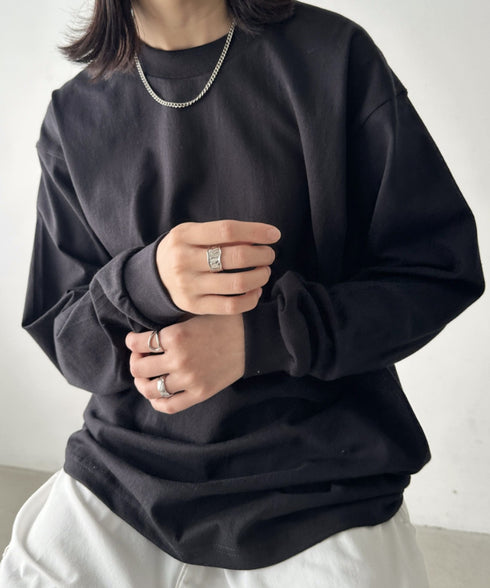 PRO CLUB(プロクラブ) / 6.5オンス スーパーヘビーウェイト クルーネック 長袖 無地 ロンT / Heavyweight Cotton Long Crew Neck T-Shirt | IM2213016 | ブラック