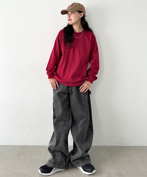 PRO CLUB(プロクラブ) / 6.5オンス スーパーヘビーウェイト クルーネック 長袖 無地 ロンT / Heavyweight Cotton Long Crew Neck T-Shirt | IM2213016 | バーガンディー